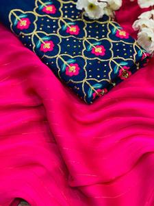 Nouveaux derniers vêtements décontractés mousse mousseline de soie Saree avec chemisier pièce femmes indiennes portent Sari bas prix en gros Surat Apparelgarment - Product Image 6