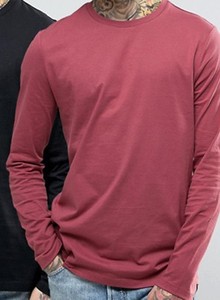 Camisetas de manga larga, 95% algodón, 5% licra, liso, con tu logotipo, venta al por mayor - Product Image 3