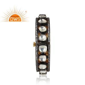 Victorian Classic Gold 20 Ct Rose Cut <b>Crystal</b> Polki <b>Bangle</b> Jewelry Manufacturer Party Wear Handmade Silver Women's Gift <b>Bangle</b> - Product Image 3