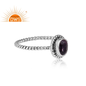 Anillo de piedras preciosas de amatista púrpura, joyería bohemia de Plata de Ley 925 oxidada - Product Image 2