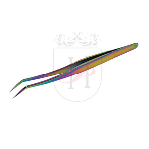 Pinzas para extensión de pestañas, 15MM, 35 grados, volumen, con tu logotipo, Color arcoíris, funda - Product Image 1