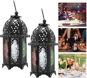Customizable Black Mini Metal <b>Tea</b> <b>Light</b> Hanging <b>Lanterns</b> Decorative Indoor Outdoor Events Parities Weddings Candle Holders Jars - Product Image 4