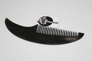 Peine de pelo de Búfalo con dientes anchos y mango de gran tamaño, Material Natural negro de cuerno, peine alisador de pelo, uso doméstico portátil - Product Image 3