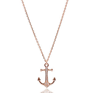 Colgante de ancla minimalista, Plata de Ley 925, turco, hecho a mano, joyería elegante y de moda - Product Image 1