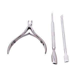 Outils à ongles 3 pièces ensemble de pinces à cuticules poussoirs couleur arc-en-ciel en acier inoxydable outils de manucure - Product Image 2