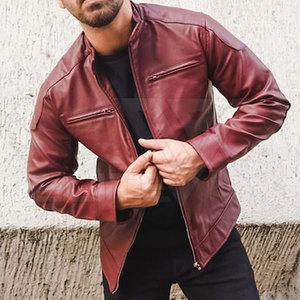 <b>Men's</b> <b>Summer</b> OEM Service Flop Leather Canvas <b>Jacket</b> with Stand Collar Full Sleeves Waterproof & Reversible Made in Pakistan - Product Image 4