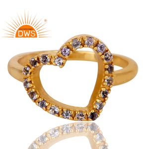 Bague en Tanzanite Glorieuse Plaquée Or Jaune 18 carats Argent 925 Forme de Cœur d'Amour Bijoux en Gros Collection Classique - Product Image 3