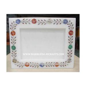 Cadre photo en pierre, cadres en marbre italien semi-précieux incrustés - Product Image 1