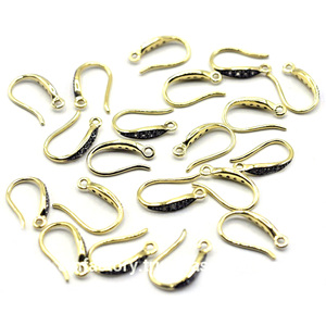 <b>Sterling</b> <b>Silver</b> 14k/18k Gold Plated Ear <b>Wire</b> Hooks Earring Findings with Cubic Zirconium - Product Image 3