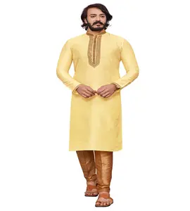 Mehendi Setelan Desainer Pakaian Pernikahan Tradisional Musim Pernikahan Kurta Chudidar Pria Pola Tetes Piyama Kurta Piyama Set Bollywood Fashion