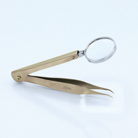 Pinzas Largas de Acero Inoxidable de Grado Quirúrgico Profesional con Lente de Aumento para Inspección de Cejas, Modelo de Marca Personalizada