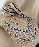 Ensemble de bijoux fantaisie tendance, collier, boucles d'oreilles, bracelets, bague, pour femmes élégantes, shopping de bijoux, création M en Inde