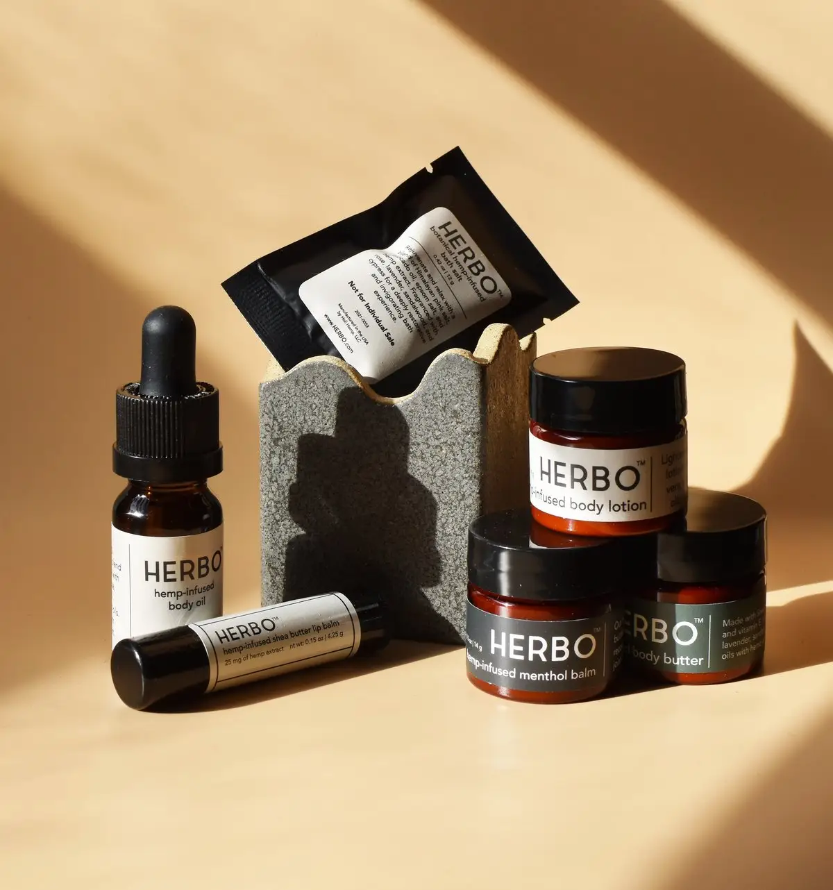 Herbo Hemp Discovery Box - Gift Set, Travel Self Care Kit, 6 Beauty Products for Men and Women, All-Day Skin Hydration