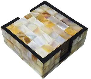 Stone <b>Coasters</b> with Set of 4 <b>Coasters</b> and Glass Cups <b>White</b> Color <b>Coaster</b> Saucer - Product Image 6