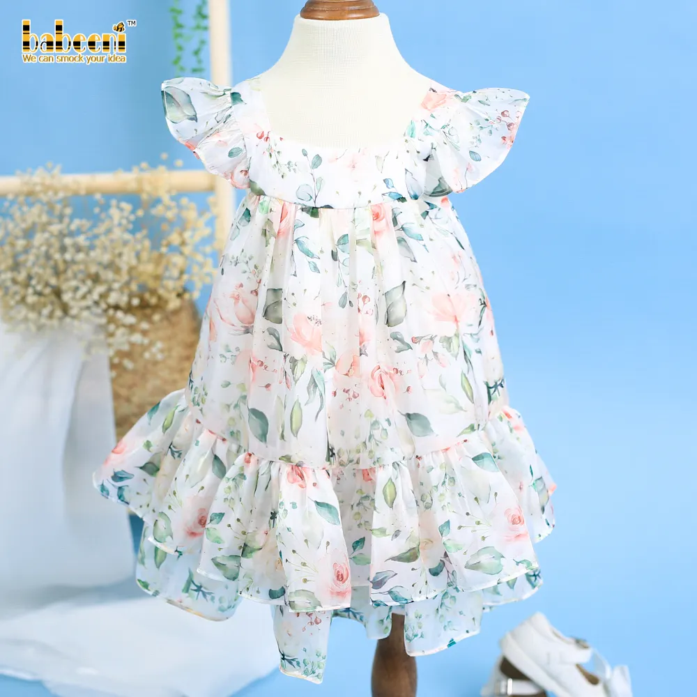 Vestido de Ángel de gasa con flores para niñas, DR3260