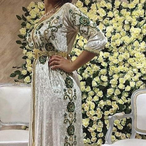 Último Modelo de Vestido Caftán para Fiesta, con Hermosas Cuentas de Cristal y Pedrería, Diseño de Alta Costura para Bodas - Product Image 1