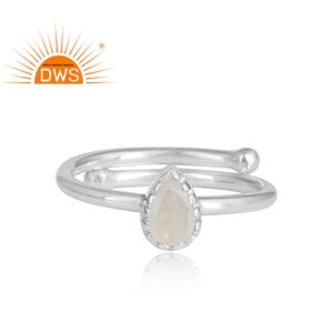 Rainbow Moonstone Gemstone <b>Ring</b> 925 Fine Silver <b>Adjustable</b> <b>Ring</b> Jewelry For Party Wholesale Classic Collection - Product Image 2