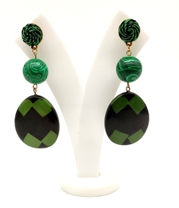 Pendientes acrílicos de mimbre con estilo geométrico étnico, redondos, multicolor, de paja trenzada - Product Image 2