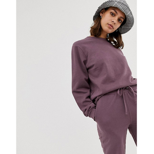 Wholesale Women's Plain Sweat Shirt With Matching <b>Joggers</b> Pants Sweat Suits Set - Product Image 3