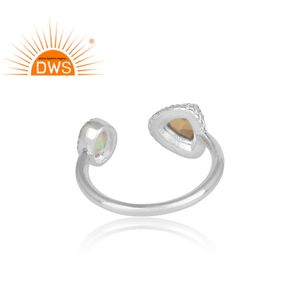 Natural Ethiopian <b>Opal</b> and Citrine Gemstone Openable <b>Ring</b> Jewelry Supplier Fine 925 Sterling <b>Silver</b> <b>Ring</b> Jewelry - Product Image 4