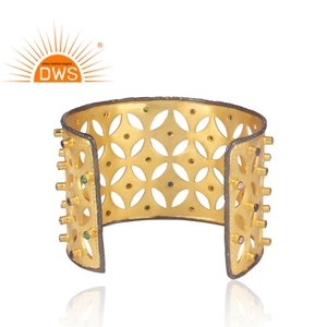 925 <b>Sterling</b> <b>Silver</b> Natural Multi Gemstone Cuff <b>Bracelet</b> Jewelry for <b>Women</b> Gift for Her Classic Collection - Product Image 4