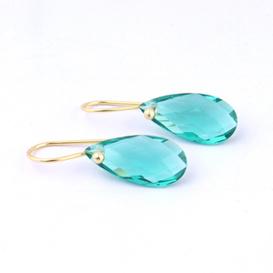 Boucles d'oreilles à facettes en forme de goutte d'eau, bijoux à la mode et fins, boucles d'oreilles en laiton plaqué or jaune - Product Image 1