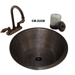 Lavabo de baño de cobre bajo encimera de diseñador de lujo martillado - Product Image 1