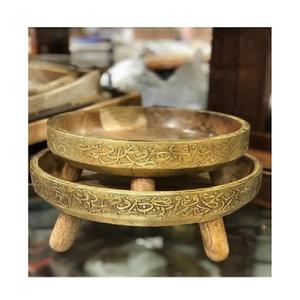 Bol de service décoratif en acier inoxydable poli de couleur or, design islamique, écologique, pour la vaisselle de restaurant - Product Image 4