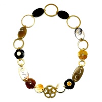 Collier unisexe en corne de buffle, chaîne à maillons, 90 cm, accessoire de mode écologique, logo personnalisé pour la fabrication de bijoux, anniversaire