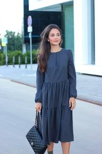 2021 Vintage femmes coton Maxi robe bureau décontracté tenue formelle Simple manches longues naturel solide motif respirant tissé XL - Product Image 3