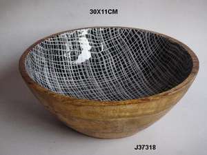 ชามสลัดไม้ลายดอกไม้ขายดี หรือ ชามเสิร์ฟสำหรับพาสต้า บะหมี่ อาหาร ชามสลัด ชามไม้มะม่วง - Product Image 4