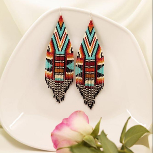   Pendientes de Flecos Hechos a Mano, Pendientes Coloridos - Product Image 1