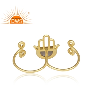 Bijoux pour femmes en Quartz fumé naturel, fabrication de pierres précieuses, argent 925, Double doigt - Product Image 4