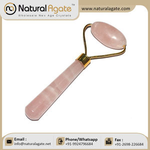 Offre en gros de rouleau de massage d'agate de quartz rose | point de massage d'obélisque | baguette de massage curative - Product Image 6