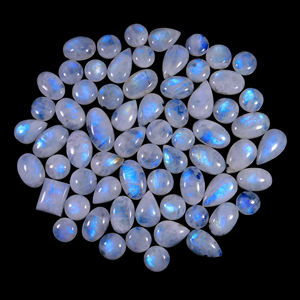 หินมูนสโตนสีรุ้งหินกังวล,แหวนเคลือบทองสีเทอร์ควอยซ์นาโนพลอยมูนสโตน Larimar Cabochon - Product Image 4