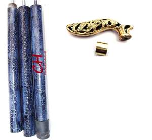 Fashionable Nautical Brass Handle Blue Leather Handmade Polished Running Walking Stick - Product Image 5
