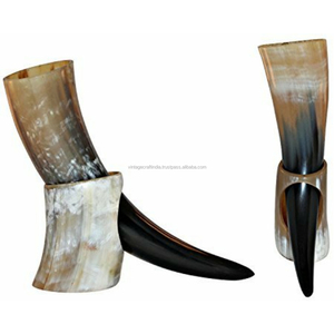 Viking Styled Polished Medieval Drinking Horn with Stand Unique <b>Novelty</b> <b>Gift</b> From India by Vintage Craft for Export - Product Image 2
