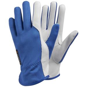 Gants de travail en cuir de chèvre nr 7, blanc/bleu - Product Image 1
