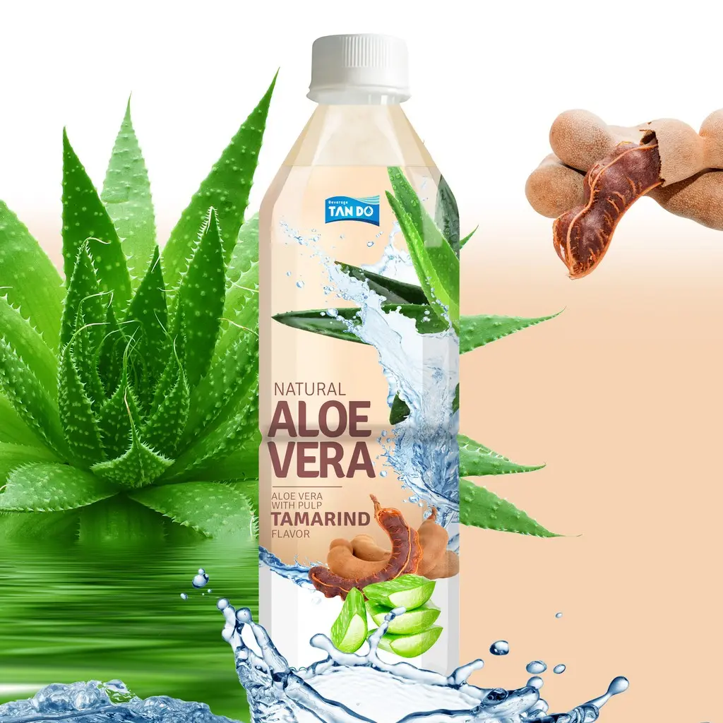 Garrafa de suco de aloe vera, com sabor tamarind, etiqueta privada ou tan do tipo do oem, 500ml