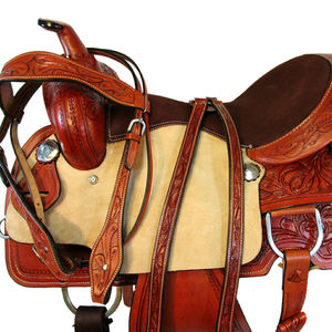 Juego de sillín inglés de cuero genuino Premium para Barrel Racing Western Horse Tack Múltiples tamaños 14 "-18" Variedad de colores disponibles - Product Image 1
