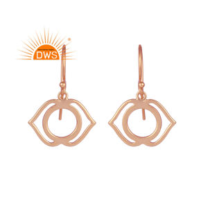 Ajna Chakra Design Boucles d'oreilles en argent plaqué or rose Grossiste de bijoux Boucles d'oreilles en argent 925 pour femmes Cadeau pour elle - Product Image 1