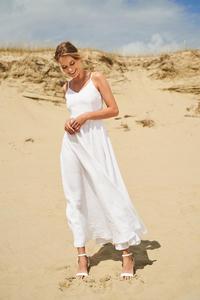 Elevate Your Style Formal Solid Black Sleeveless Floor-Length Sexy Women Linen <b>Dress</b> with Beading Breathable <b>Loose</b> Fit - Product Image 2
