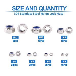 Bộ 170 Cái Đai Ốc Đủ Loại Đai Ốc Khóa Lục Giác Chèn Nylon DIN 985 Chống Gỉ Sus 304 - Product Image 2