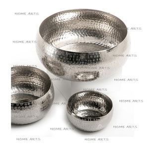 Juego de tres cuencos para servir dulces de forma redonda en cuenco para servir alimentos de color plateado de aluminio a precio competitivo - Product Image 6