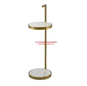 Grande Table d'appoint moderne en aluminium finition argent dernière conception Table basse avec plateau plat rond - Product Image 4
