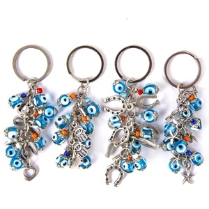 BUNCH OF GRAPES SHAPED TURQUOISE HAND MADE <b>EVIL</b> <b>EYE</b> NAZAR BEADED AND MIXED FIGURED KEY CHAIN - Product Image 2