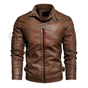 Chaqueta de cuero con cremallera para hombre, chaqueta de motorista, informal, a la moda, 2020 - Product Image 4