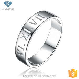 Plata de Ley 925 de diseño <span class=keywords><strong>italiano</strong></span>, número Romano anillos de banda - Product Image 1