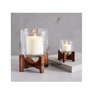 Juego de portavelas de madera hecho a mano de calidad superior de cuatro formas redondeadas con diseño atractivo para el hogar o el evento - Product Image 3