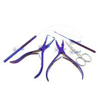 Kit de pinces d'extension de cheveux en acier inoxydable, avec aiguille à crochet, outils professionnels pour Extensions de cheveux avec étiquette personnalisée, vente en gros, 10 pièces